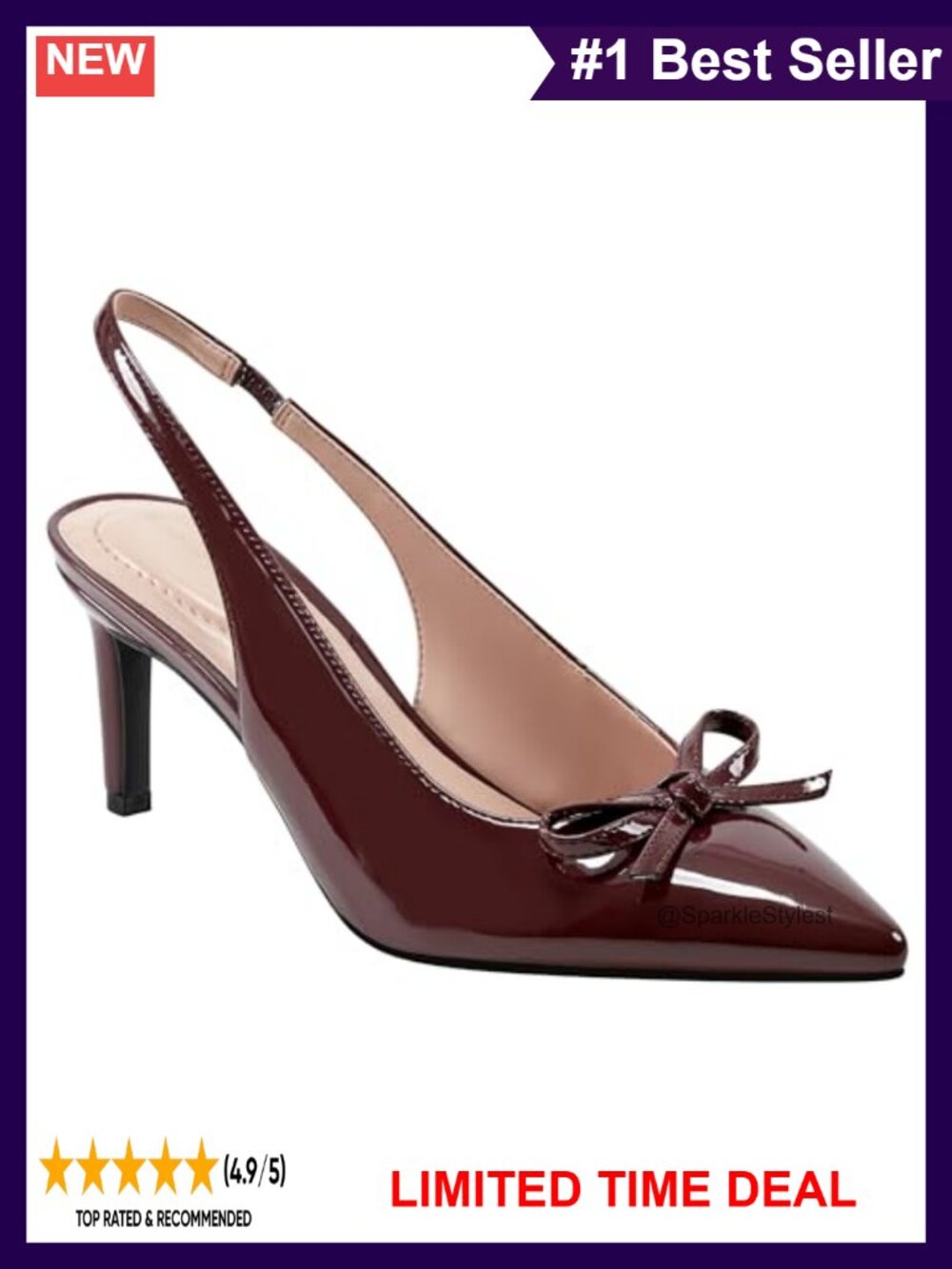 Slingback Pumps Pointed Toe Stiletto Heel Synthetic Rubber Outsole